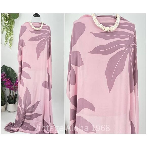 Pink/Mauve Tiare' & Laua'e Tropical SARONG Kīkepa Pareo Beach Wrap Summer Scarf - Picture 3 of 4